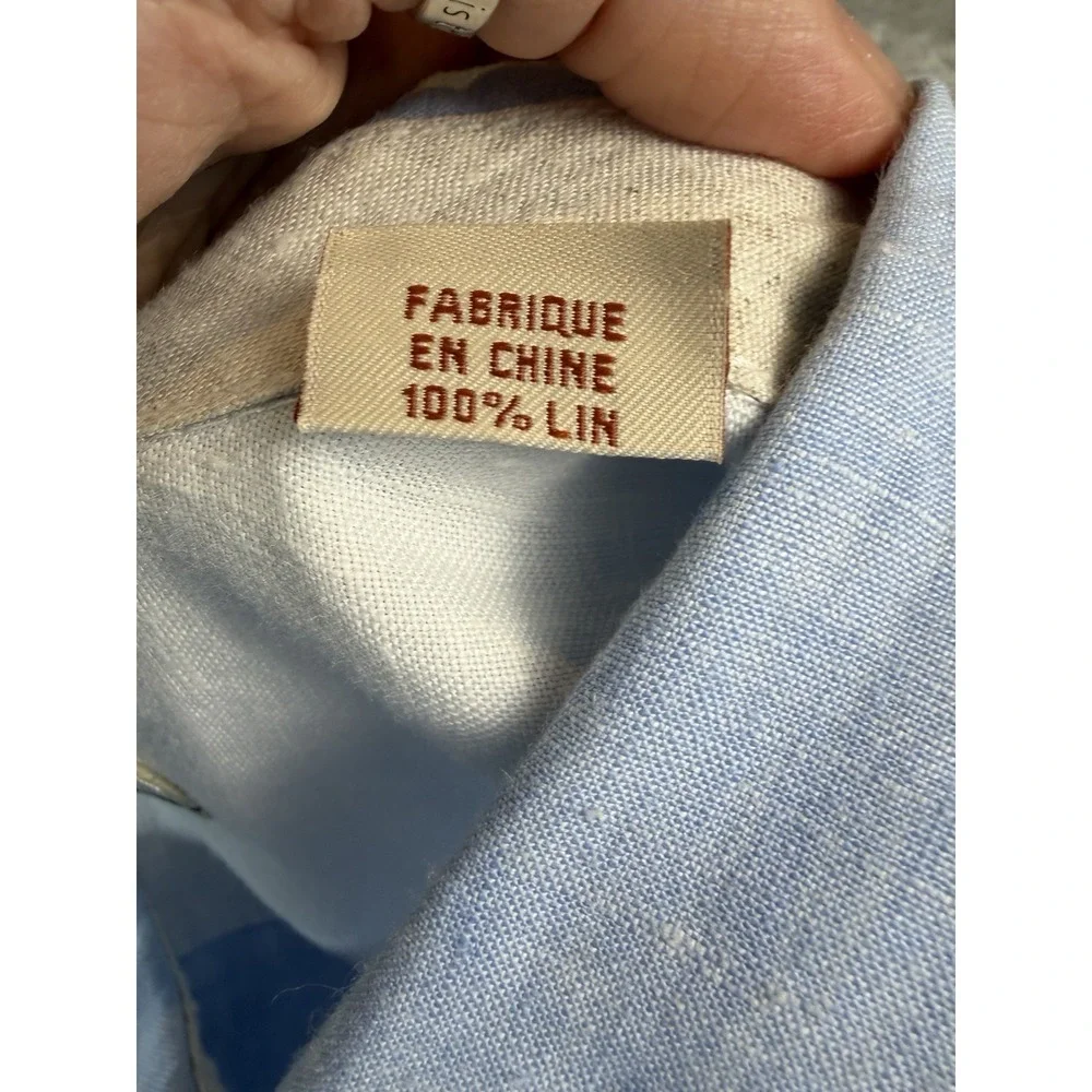 Tommy Bahama Shirt Mens XXL 100%‎ Linen Short Sleeve Button Up Light Blue